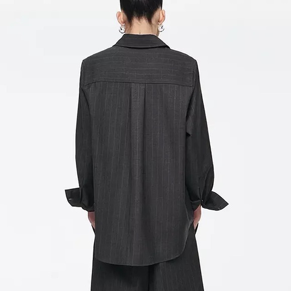COS Charcoal Pinstripe wool Shirt - Picture 3 of 11